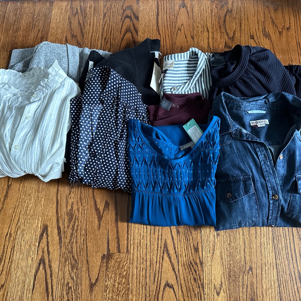 Lot of 9 women’s tops/dress - all size small.  Perfect for fall!